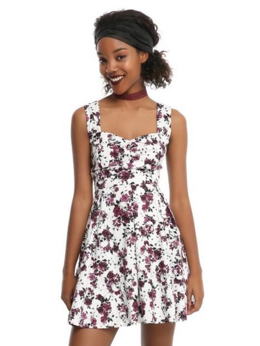 Hot Topic Skull & Rose Corset Back Dress Whimsigoth Goth Coquette Dark Romance